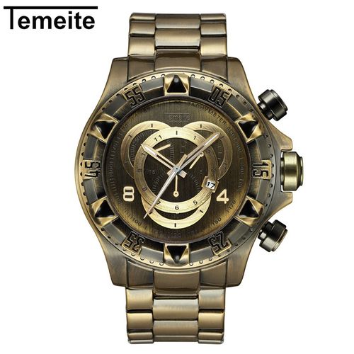 Top Brand Luxury Original Stainless Steel Bronze Big Dial Male Wristwatches