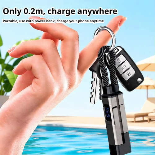 ✨DLJ-CePin✨4-In-1 Digital Display Keychain Charging Cable