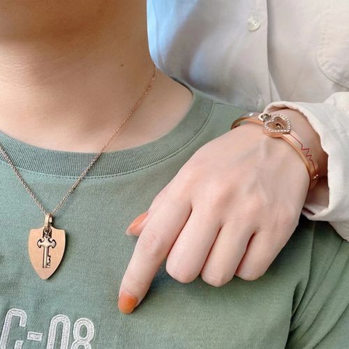 Lock Bracelet and Key Necklace Set