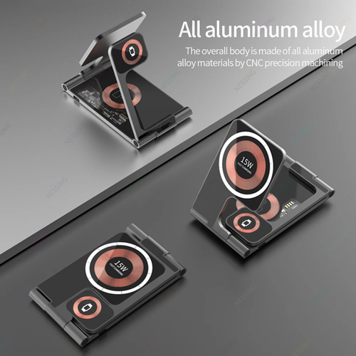 ✨DLJ-CePin✨3-in-1 Foldable Transparent Magnetic Wireless Charger