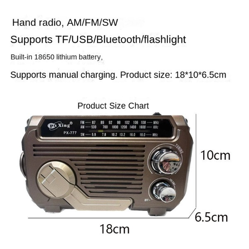 ✨DLJ-CePin✨Portable Radio with Solar and Hand-Crank Power Generation