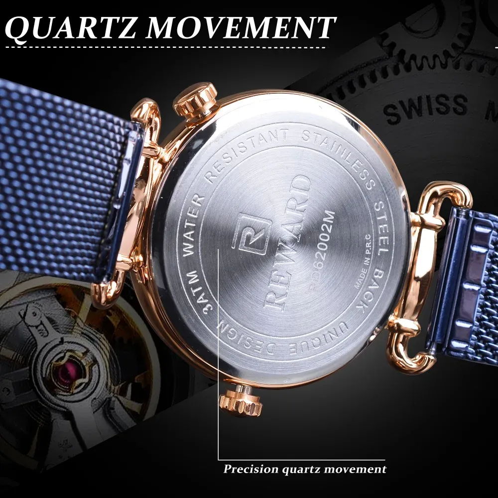 ZJC-REWARD Blue Fashion Men Quartz Wrist Watch