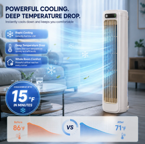 ✨DLJ-CePin✨Portable Air Conditioner Fan 3 Speeds Adjustable with Phone Holder