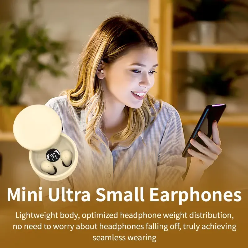🔥ZZP-cepin🔥Invisible Sleep Earbuds for Side Sleepers, Mini Bluetooth Headset with Charging Case, Clear Calls, Noise Block, Wireless Audio for Android & iOS summerwins