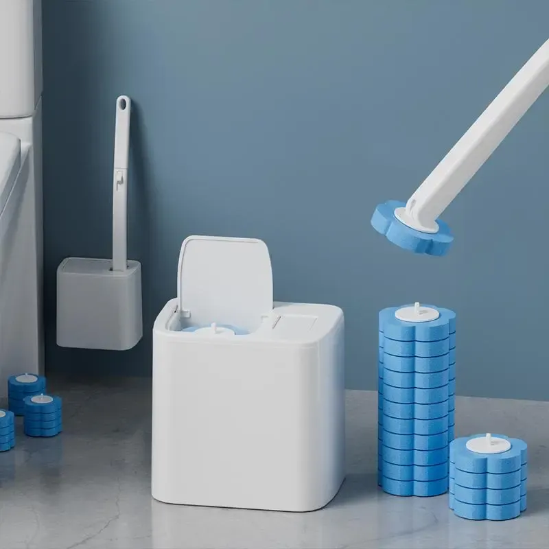 🔥ZZP-CEPIN🔥Toilet Brush Set with Holder, 1 Set Toilet Brush & Bowl & 6 set Disposable Refill Brush Heads Kit