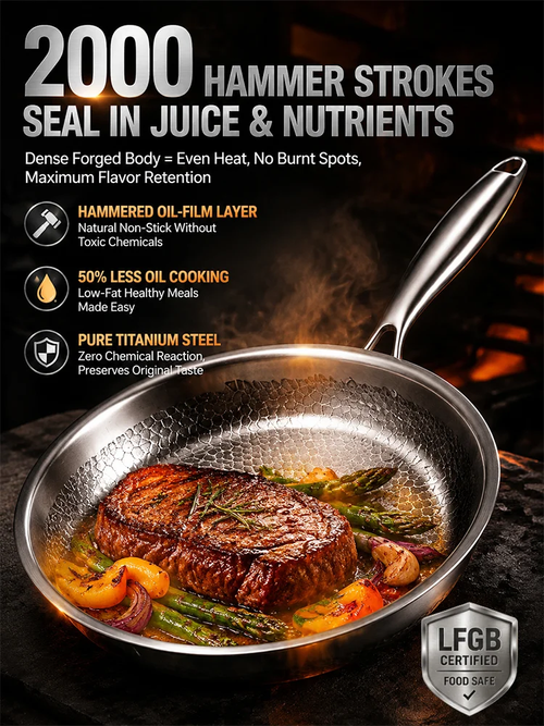 ✨DLJ-CePin✨Titanium Hammered Steel Fry Pan