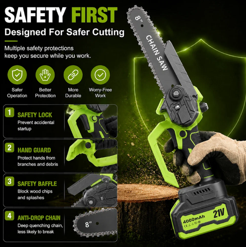 ✨DLJ-Cepin✨21v Cordless Mini Chainsaw Dual Battery
