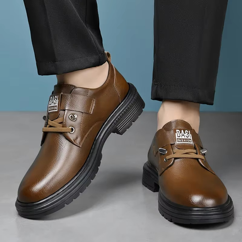 Retro British style trendy versatile men's casual leather shoes