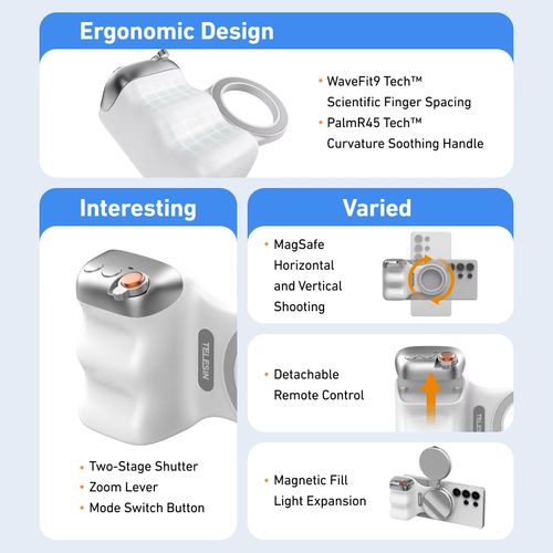 🔥XRF-cepin🔥TELESIN Magnetic Phone Camera Shoot Hand Grip Universal Smart Phone Holder Shooting Aid Remote Control Handle for Iphone Andriod
