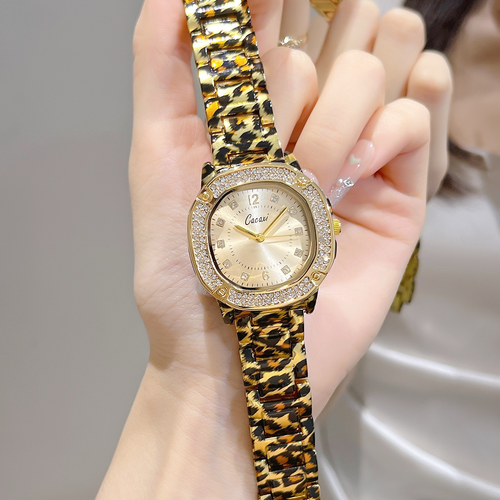 ✨DLJ-CePin✨Leopard-Print Steel-Strap Diamond-Set Women's Watch