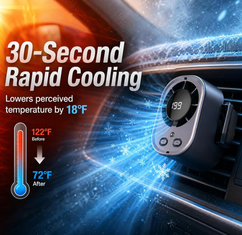 ✨DLJ-CePin✨2026 Semiconductor Cooling Car Clip On Fan - 360° Rotation