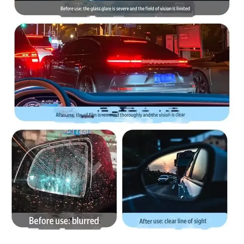 Car Glass Oil-Film Cleaner, Powerful Water-Repellent Anti-Fog Windshield Rearview Mirror Side Window Coating, Special Purpose Cleaning Agent, Car Essentials