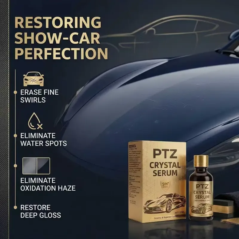 PTZ Crystal Serum – Advanced Graphene Ceramic Coating for Cars(50ML),9H Graphene Coating for Auto Car Detailing,10+ Years of Long Lasting Car Protection,Gloss Hydrophobicty Anti Scratch