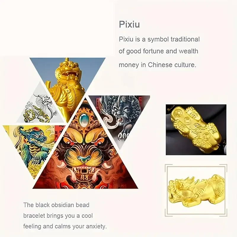 Stones FengShui PiXiu Obsidian Wealth Adjustable Money Lucky Bracelets For Women Men Wear Jewelry