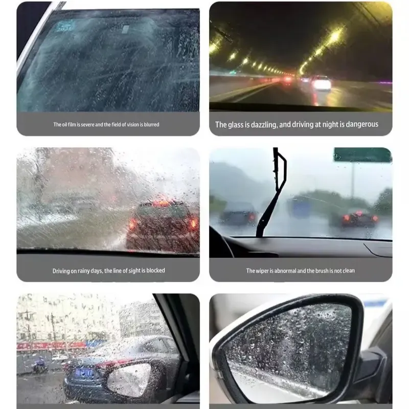 Car Glass Oil-Film Cleaner, Powerful Water-Repellent Anti-Fog Windshield Rearview Mirror Side Window Coating, Special Purpose Cleaning Agent, Car Essentials