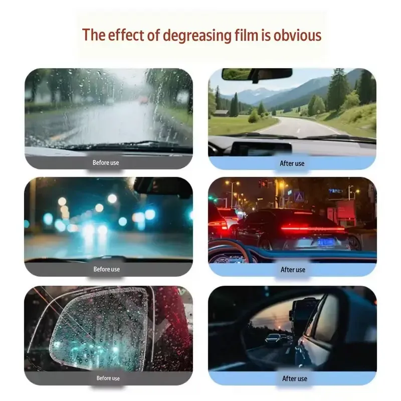 Car Glass Oil-Film Cleaner, Powerful Water-Repellent Anti-Fog Windshield Rearview Mirror Side Window Coating, Special Purpose Cleaning Agent, Car Essentials