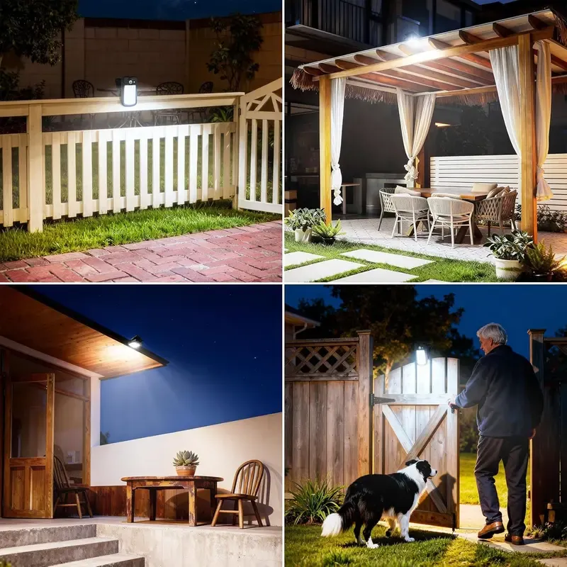 Outdoor Solar Clip Lights, USB & Solar Powered Clip-On Lamp with Motion Sensor, 3 Modes, Waterproof — Perfect for Yards, Garages, Porches, Patios, Gardens, Pools & Barns