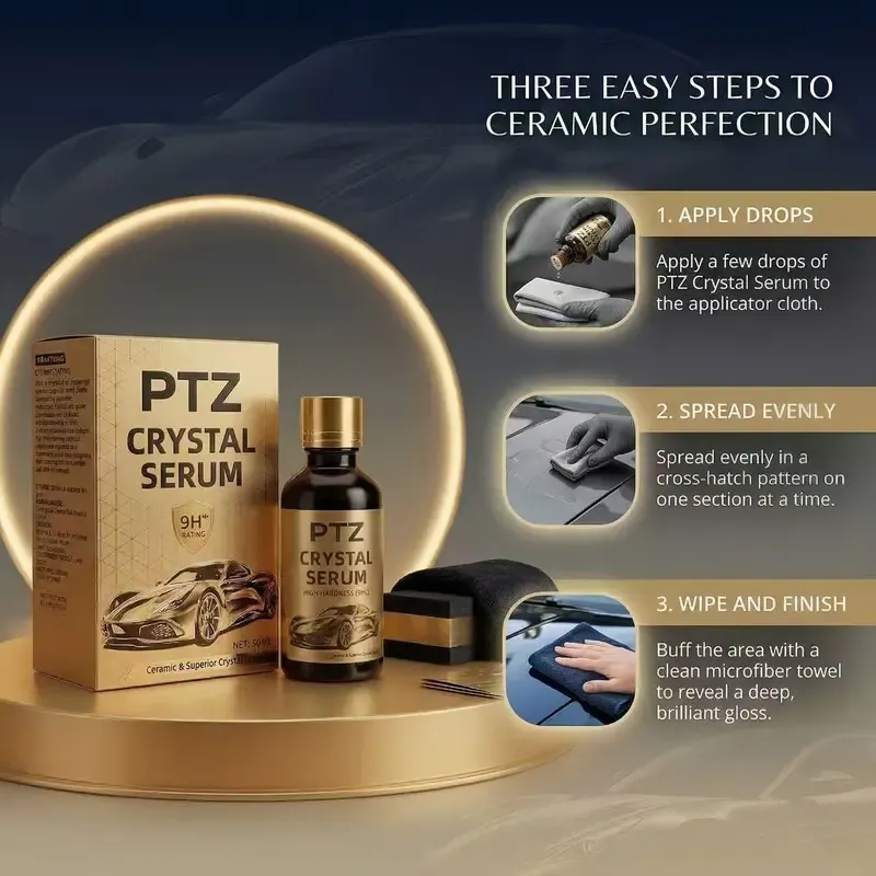 PTZ Crystal Serum – Advanced Graphene Ceramic Coating for Cars(50ML),9H Graphene Coating for Auto Car Detailing,10+ Years of Long Lasting Car Protection,Gloss Hydrophobicty Anti Scratch