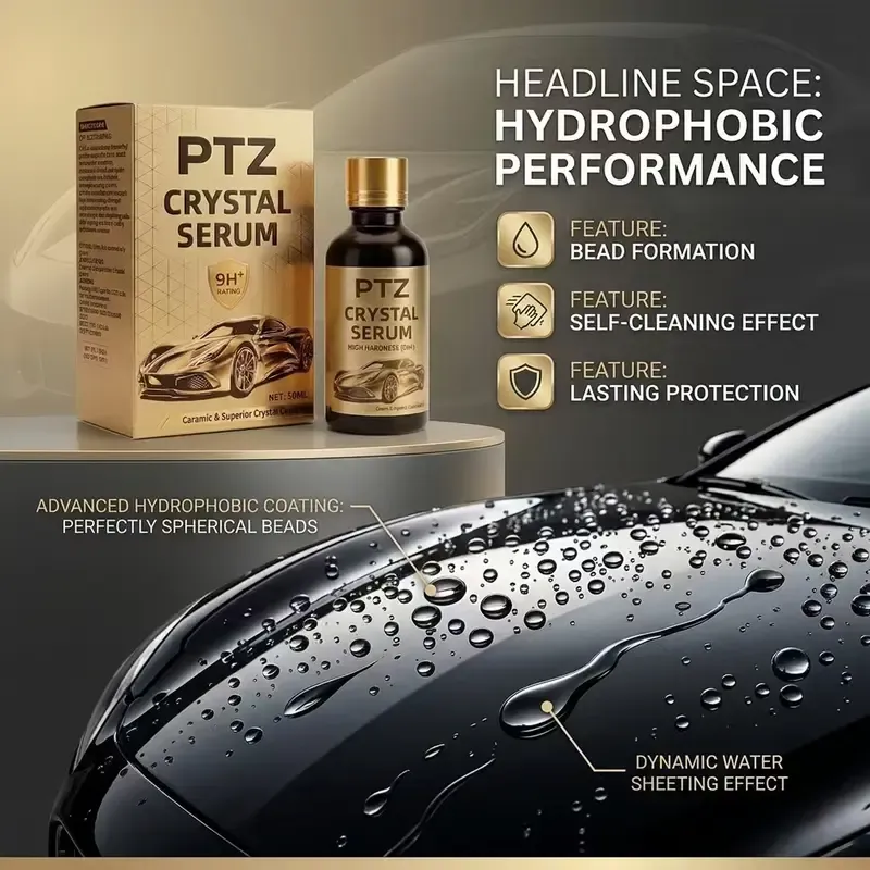 PTZ Crystal Serum – Advanced Graphene Ceramic Coating for Cars(50ML),9H Graphene Coating for Auto Car Detailing,10+ Years of Long Lasting Car Protection,Gloss Hydrophobicty Anti Scratch