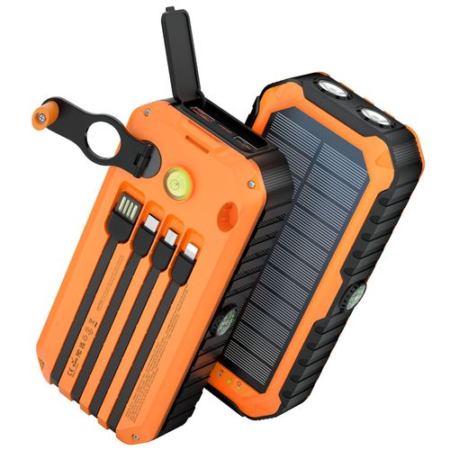 Solar power bank high-capacity with solar charging fast charging for phones tablets portable waterproof design dual USB ports ideal for outdoor travel camping emergencies