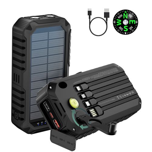Solar power bank high-capacity with solar charging fast charging for phones tablets portable waterproof design dual USB ports ideal for outdoor travel camping emergencies