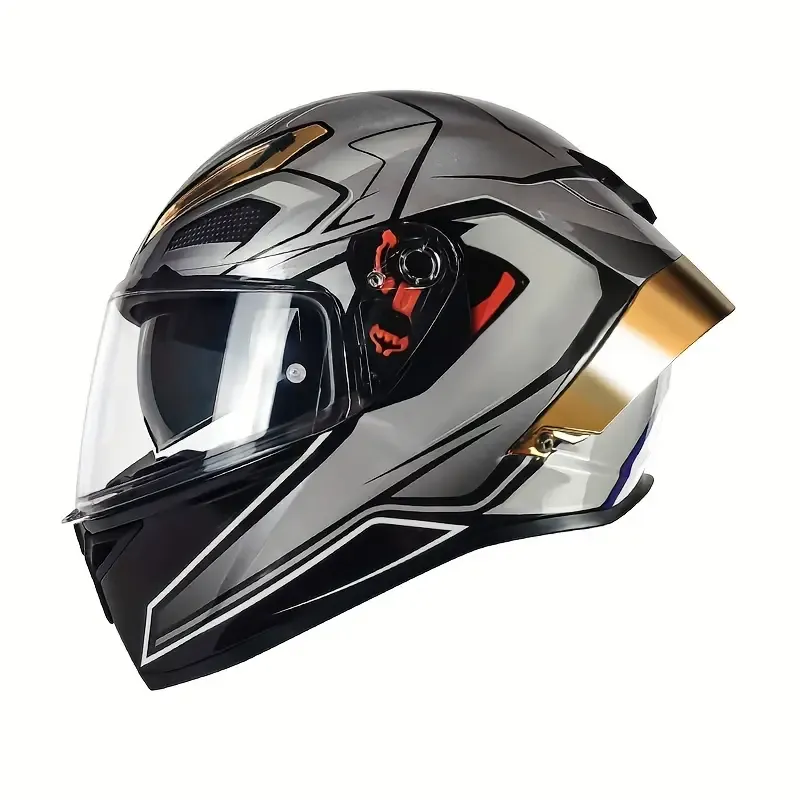 Capacete completo para motocicleta, capacete 3c, quatro estações, universal, tampa de segurança para carro de rua, com slot para fone de ouvido BT, lente dupla（LUO012)