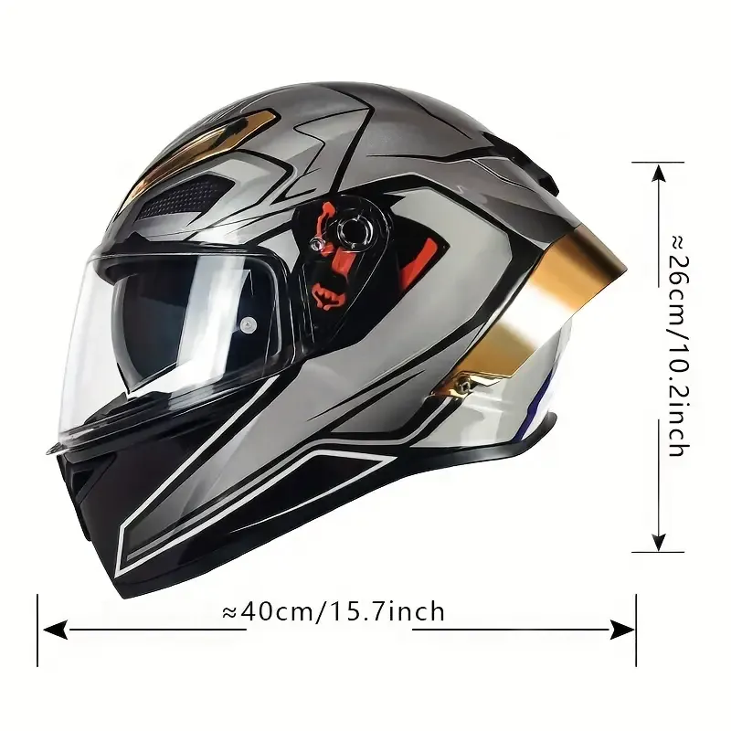 Capacete completo para motocicleta, capacete 3c, quatro estações, universal, tampa de segurança para carro de rua, com slot para fone de ouvido BT, lente dupla（LUO012)