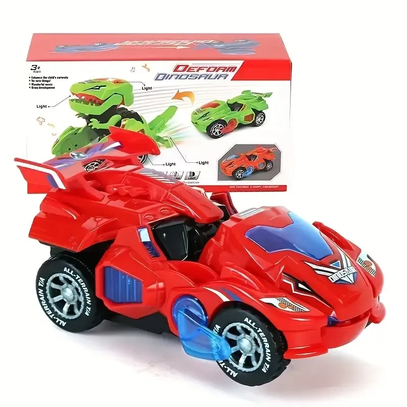 Carruagem robô de deformação de dinossauro elétrico universal, carro giratório com luzes e música（LUO011)）