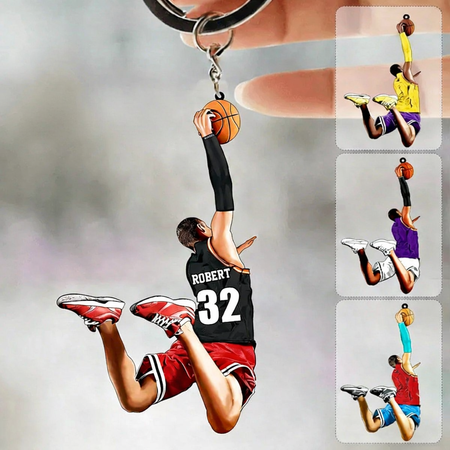 Llavero personalizado del jugador de baloncesto para los fans del baloncesto, amantes del baloncesto