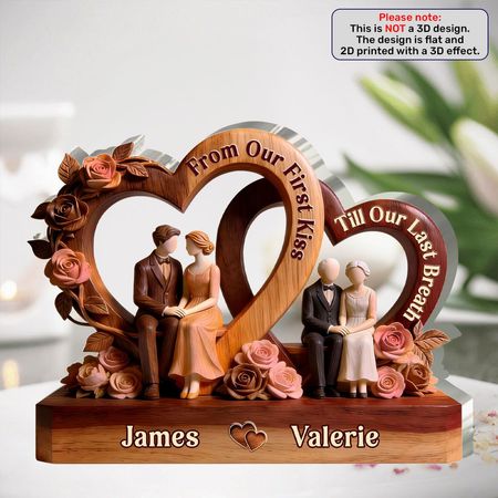 De nuestro primer beso a nuestro último aliento personalizado infinito amor placa regalo de San Valentín para parejas