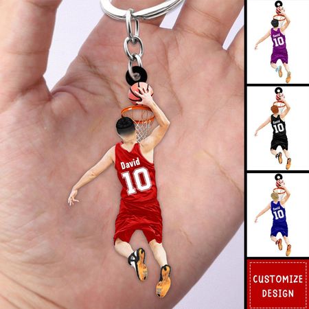 Jugador de baloncesto personalizado saltando llavero Dunking-regalo para los amantes del baloncesto