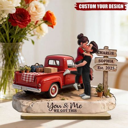 Pareja romántica camioneta signo Post-personalizado placa de madera-regalo para pareja, decoración de granja