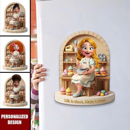 Dulce hornear chica nevera imán-regalo personalizado amantes de la cocina, panaderos