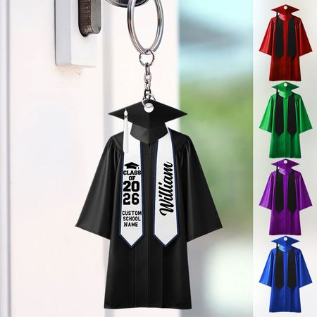 Colegio Graduación Cap & Vestido-Personalizado Acrílico Llavero, Regalo Para Graduados