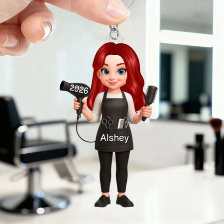 Llavero de acrílico personalizado de la historieta para los peluqueros masculinos o femeninos