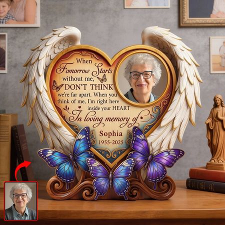Señorita el ángel en el cielo acrílico placa-foto personalizada para recordar amado uno
