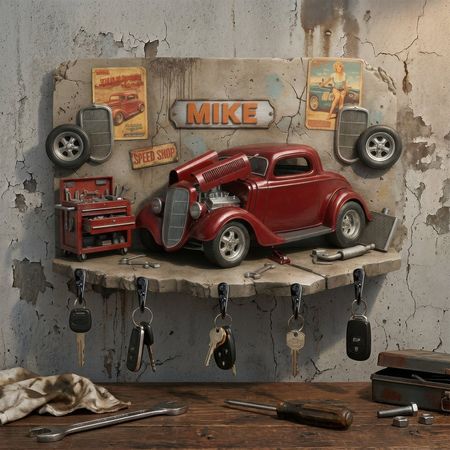 Vintage Car Garage Key Hanger-Regalos personalizados para los amantes del coche