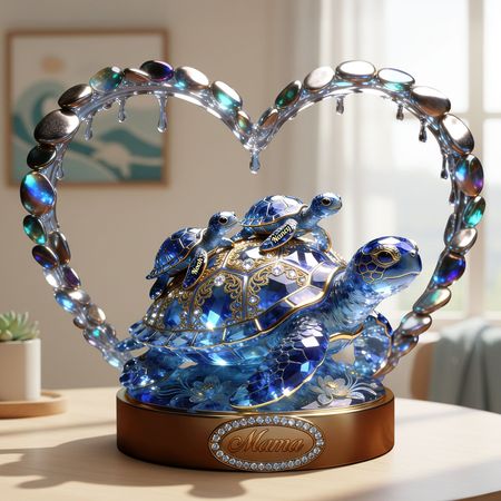 Placa de acrílico de la tortuga del océano-regalo personalizado para mamá de la abuela