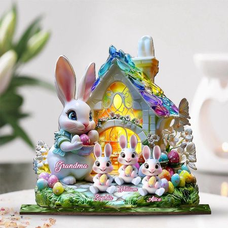 Placa de madera del día de Pascua del conejito de los niños de la abuela personalizada