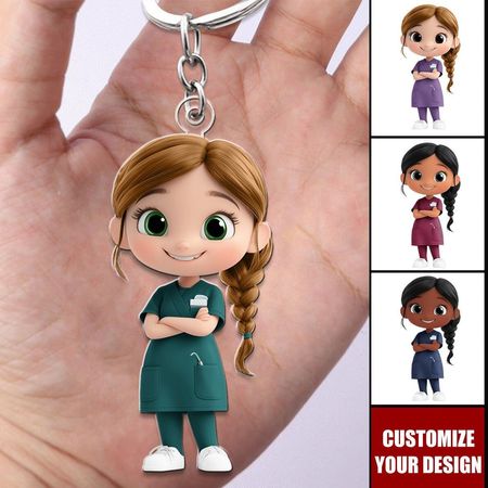 Linda enfermera chica-llavero acrílico personalizado-regalos para enfermeras