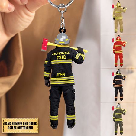Nombre personalizado del departamento del bombero en forma de llavero de acrílico