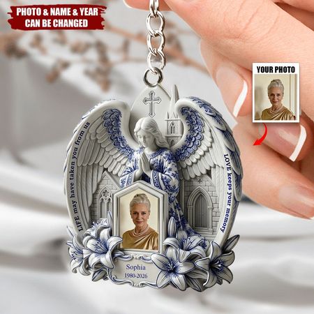 Llavero conmemorativo del ángel-regalos de encargo de la foto para el cielo