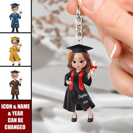 Llavero acrílico-graduación personalizada regalos para él, ella-sueño grande lograr más grande