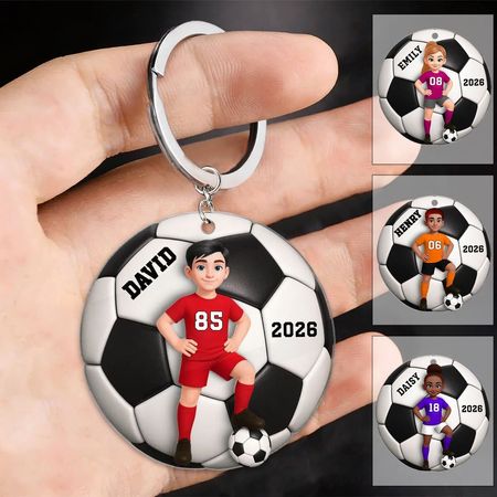 Llavero de Fútbol Personalizado de Acrílico – Regalo para Niños, Niñas y Amantes del Fútbol