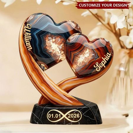 Placa de acrílico personalizada con forma de corazón: un recuerdo romántico con los nombres de la pareja.