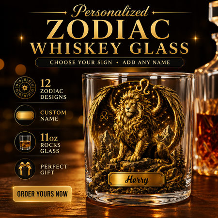Vaso zodiacal de whisky con nombre personalizado