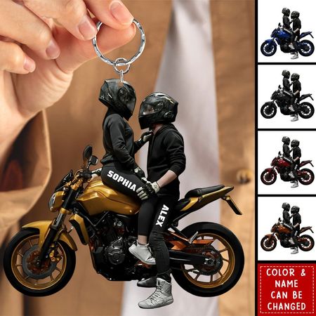 Moto pareja-llavero acrílico personalizado-regalo para pareja, motorista
