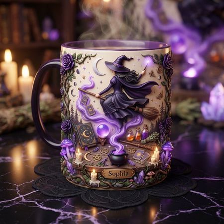 Taza de Bruja Personalizada con Nombre – Taza Mágica Original para Amantes de la Brujería