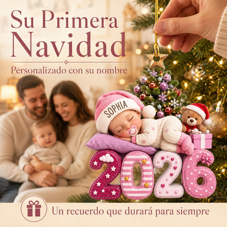 Nuestro Mayor Tesoro – Adorno Navideño Acrílico Personalizado para el Primeras Navidades del Bebé