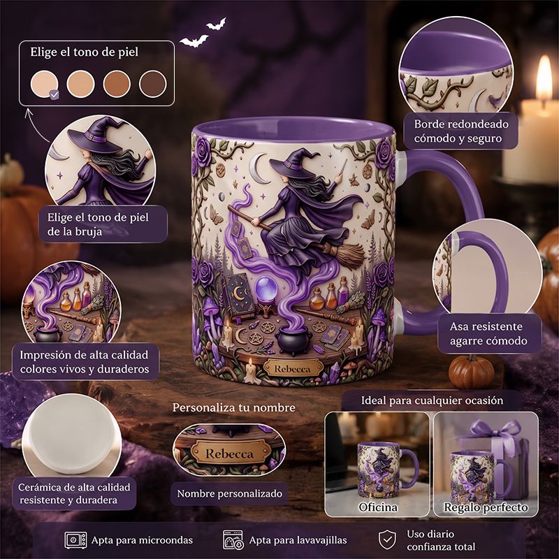 Detalles de la taza de bruja personalizada